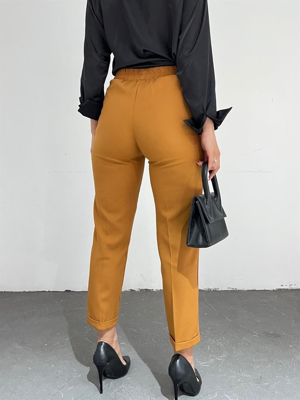 Beli Lastikli Pantolon -Taba