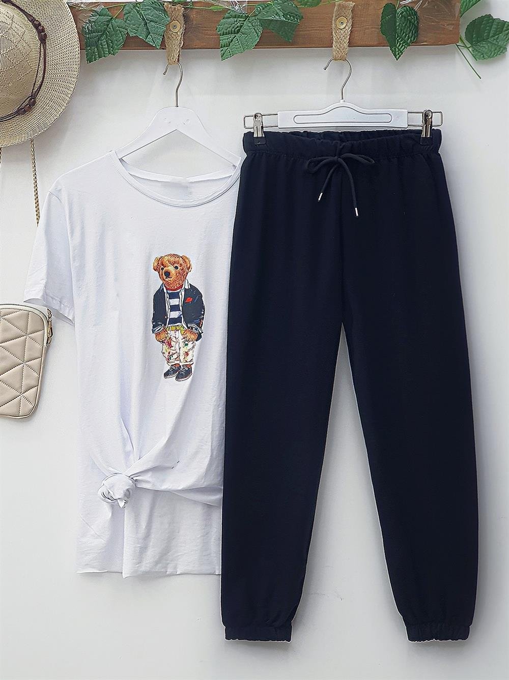 Beli Bağcıklı Eşofman Altı -Siyah