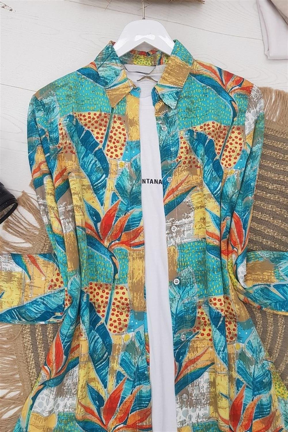 Etnik Desen Tunik -Petrol