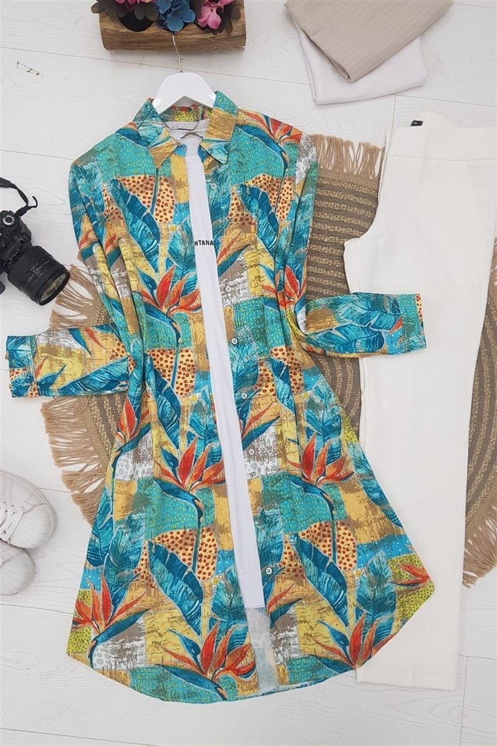 Etnik Desen Tunik -Petrol