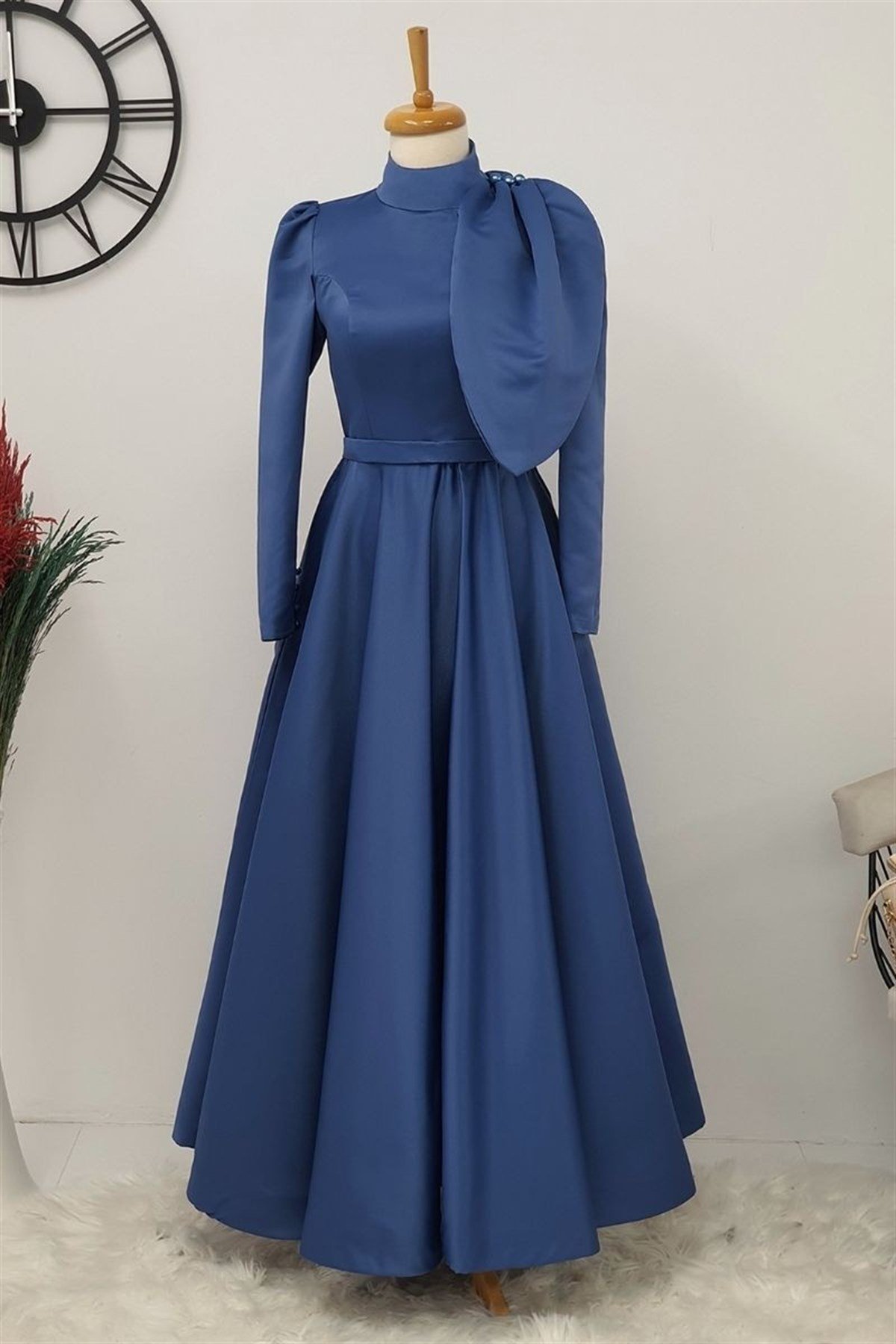 İnci Detaylı Abiye -İndigo